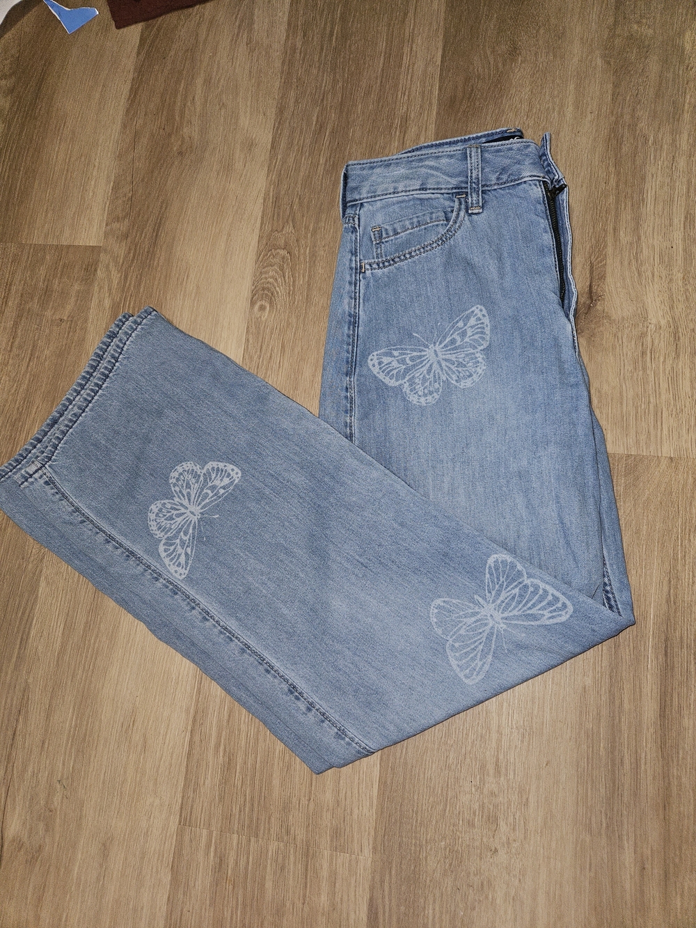 Hollister Ultra High Rise Butterfly Baggy Jeans 0R W25R Y2K Wide Leg Denim